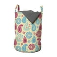 thumbnail image 1 of Paisley Laundry Bag, Retro Style Patterns and Flowers in Design Detailed Print, Hamper Basket with Handles Drawstring Closure for Laundromats, 13" x 19", Turquoise Pink Cream, by Ambesonne, 1 of 4