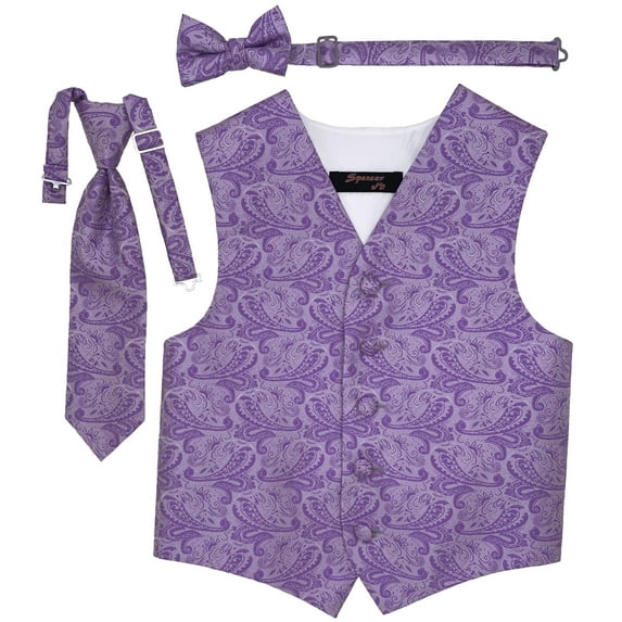 Paisley Lavender Boys Satin Vest Spencer J - boys 7-8