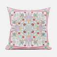 thumbnail image 1 of Paisley Leaf Geo Duo Indoor/Outdoor Pillow with Removable Cover in White Pink Red16x16, 1 of 4