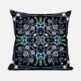thumbnail image 1 of Paisley Leaf Geo Duo Throw Pillow with Removable Cover in Black Gray Midnight Blue 18x18, 1 of 4