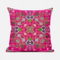 thumbnail image 1 of Paisley Leaf Geo Duo Throw Pillow with Removable Cover in Hot Pink 16x16, 1 of 4