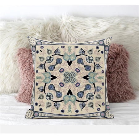 Paisley Leaf Geo Indoor/Outdoor Pillow in Beige Green Black 18x18