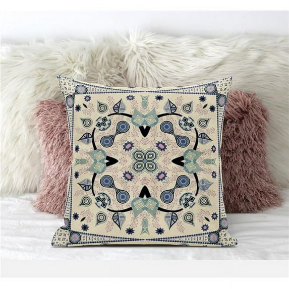 Paisley Leaf Geo Indoor/Outdoor Pillow in Beige Green Black 28x28