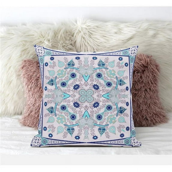 Paisley Leaf Geo Indoor/Outdoor Pillow in Light Pink Light Blue Navy Blue 26x26