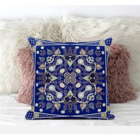 Paisley Leaf Geo Indoor/Outdoor Pillow in Midnight Blue Light Green 20x20