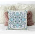 thumbnail image 1 of Paisley Leaf Geo Throw Pillow with Removable Cover in White Light Blue Green 20x20, 1 of 5