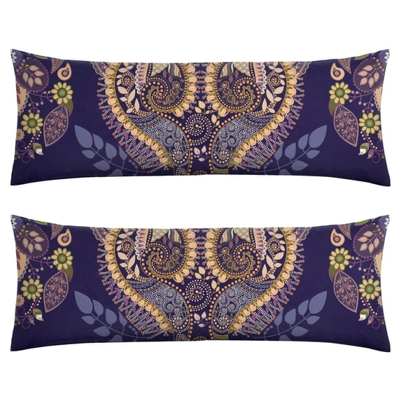 Paisley Long Body Pillow Cover - Vintage Bohemian Floral Print, Soft & Breathable Ethnic Fabric, Hidden Zipper, 20"x54" - Elegant Home Decor Gift for Side Sleepers & Pregnancy Support