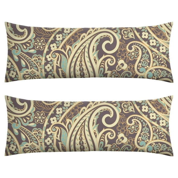 Paisley Long Body Pillow Cover - Vintage Bohemian Floral Print, Soft & Breathable Ethnic Fabric, Hidden Zipper, 20"x54" - Elegant Home Decor Gift for Side Sleepers & Pregnancy Support