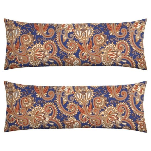 Paisley Long Body Pillow Cover - Vintage Bohemian Floral Print, Soft & Breathable Ethnic Fabric, Hidden Zipper, 20"x54" - Elegant Home Decor Gift for Side Sleepers & Pregnancy Support