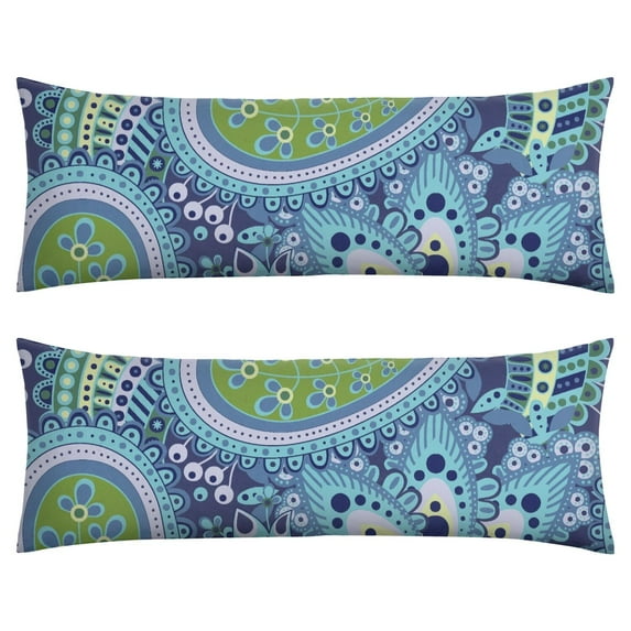 Paisley Long Body Pillow Cover - Vintage Bohemian Floral Print, Soft & Breathable Ethnic Fabric, Hidden Zipper, 20"x54" - Elegant Home Decor Gift for Side Sleepers & Pregnancy Support