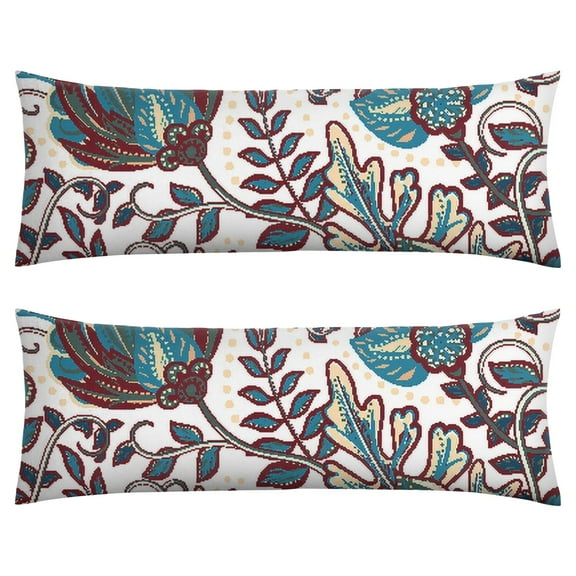 Paisley Long Body Pillow Cover - Vintage Bohemian Floral Print, Soft & Breathable Ethnic Fabric, Hidden Zipper, 20"x54" - Elegant Home Decor Gift for Side Sleepers & Pregnancy Support