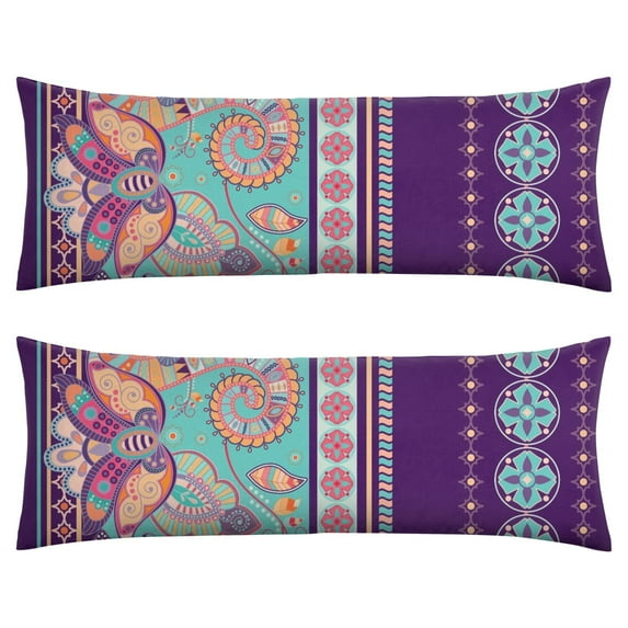 Paisley Long Body Pillow Cover - Vintage Bohemian Floral Print, Soft & Breathable Ethnic Fabric, Hidden Zipper, 20"x54" - Elegant Home Decor Gift for Side Sleepers & Pregnancy Support