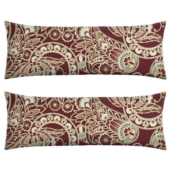 Paisley Long Body Pillow Cover - Vintage Bohemian Floral Print, Soft & Breathable Ethnic Fabric, Hidden Zipper, 20"x54" - Elegant Home Decor Gift for Side Sleepers & Pregnancy Support