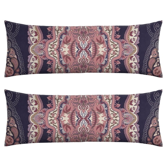 Paisley Long Body Pillow Cover - Vintage Bohemian Floral Print, Soft & Breathable Ethnic Fabric, Hidden Zipper, 20"x54" - Elegant Home Decor Gift for Side Sleepers & Pregnancy Support