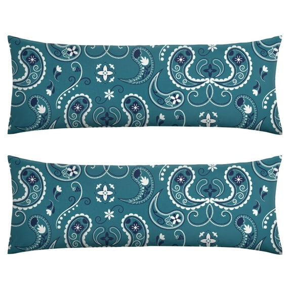 Paisley Long Body Pillow Cover - Vintage Bohemian Floral Print, Soft & Breathable Ethnic Fabric, Hidden Zipper, 20"x54" - Elegant Home Decor Gift for Side Sleepers & Pregnancy Support