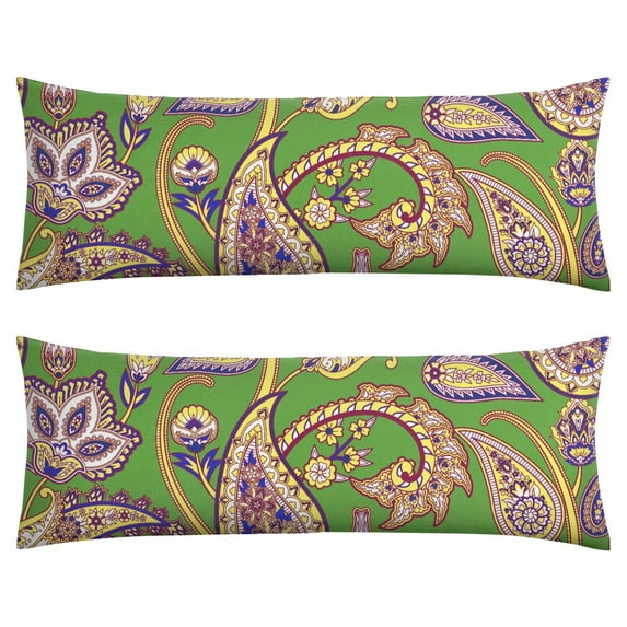 Paisley Long Body Pillow Cover - Vintage Bohemian Floral Print, Soft & Breathable Ethnic Fabric, Hidden Zipper, 20"x54" - Elegant Home Decor Gift for Side Sleepers & Pregnancy Support