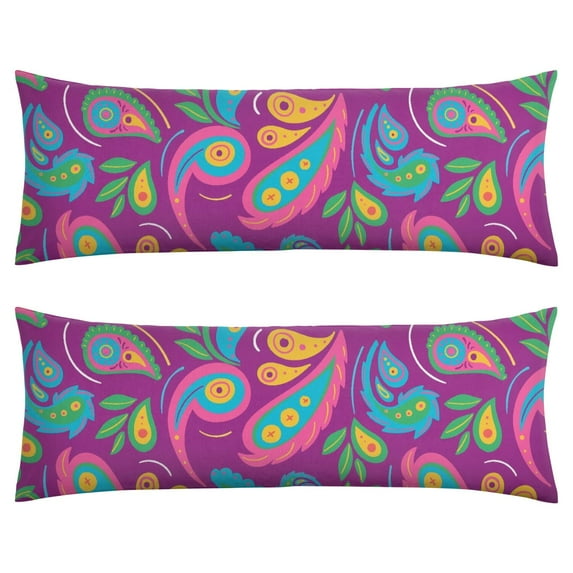 Paisley Long Body Pillow Cover - Vintage Bohemian Floral Print, Soft & Breathable Ethnic Fabric, Hidden Zipper, 20"x54" - Elegant Home Decor Gift for Side Sleepers & Pregnancy Support