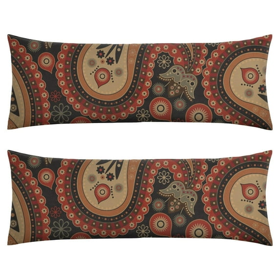 Paisley Long Body Pillow Cover - Vintage Bohemian Floral Print, Soft & Breathable Ethnic Fabric, Hidden Zipper, 20"x54" - Elegant Home Decor Gift for Side Sleepers & Pregnancy Support