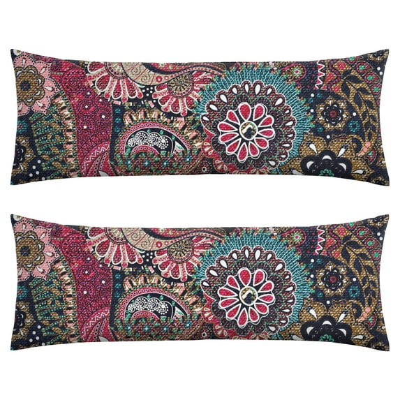 Paisley Long Body Pillow Cover - Vintage Bohemian Floral Print, Soft & Breathable Ethnic Fabric, Hidden Zipper, 20"x54" - Elegant Home Decor Gift for Side Sleepers & Pregnancy Support