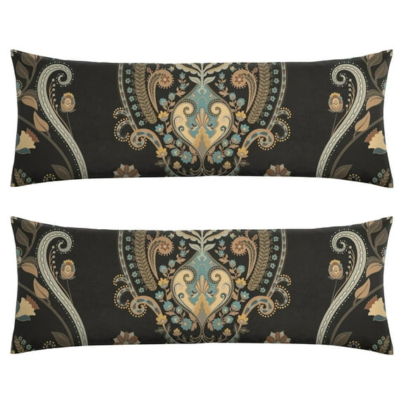 Paisley Long Body Pillow Cover - Vintage Bohemian Floral Print, Soft & Breathable Ethnic Fabric, Hidden Zipper, 20"x54" - Elegant Home Decor Gift for Side Sleepers & Pregnancy Support