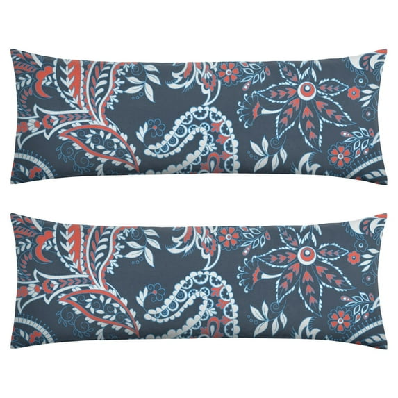 Paisley Long Body Pillow Cover - Vintage Bohemian Floral Print, Soft & Breathable Ethnic Fabric, Hidden Zipper, 20"x54" - Elegant Home Decor Gift for Side Sleepers & Pregnancy Support