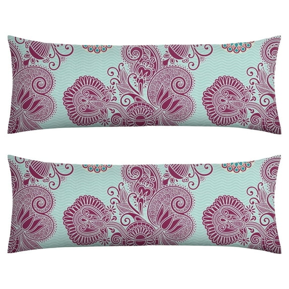 Paisley Long Body Pillow Cover - Vintage Bohemian Floral Print, Soft & Breathable Ethnic Fabric, Hidden Zipper, 20"x54" - Elegant Home Decor Gift for Side Sleepers & Pregnancy Support