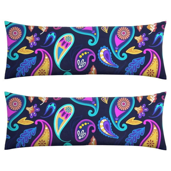 Paisley Long Body Pillow Cover - Vintage Bohemian Floral Print, Soft & Breathable Ethnic Fabric, Hidden Zipper, 20"x54" - Elegant Home Decor Gift for Side Sleepers & Pregnancy Support