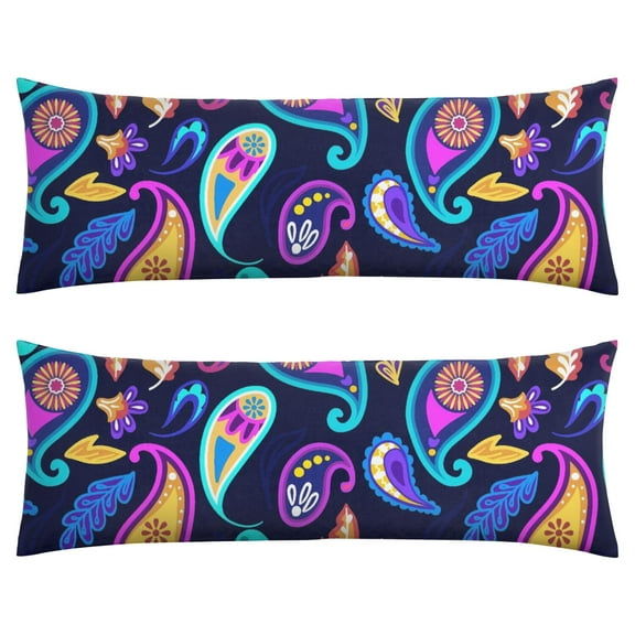 Paisley Long Body Pillow Cover - Vintage Bohemian Floral Print, Soft & Breathable Ethnic Fabric, Hidden Zipper, 20"x54" - Elegant Home Decor Gift for Side Sleepers & Pregnancy Support