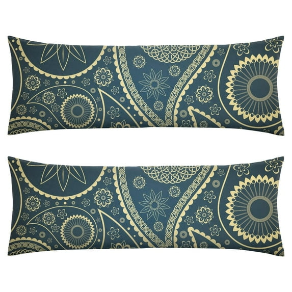 Paisley Long Body Pillow Cover - Vintage Bohemian Floral Print, Soft & Breathable Ethnic Fabric, Hidden Zipper, 20"x54" - Elegant Home Decor Gift for Side Sleepers & Pregnancy Support