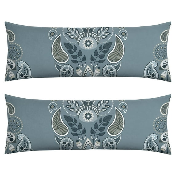 Paisley Long Body Pillow Cover - Vintage Bohemian Floral Print, Soft & Breathable Ethnic Fabric, Hidden Zipper, 20"x54" - Elegant Home Decor Gift for Side Sleepers & Pregnancy Support
