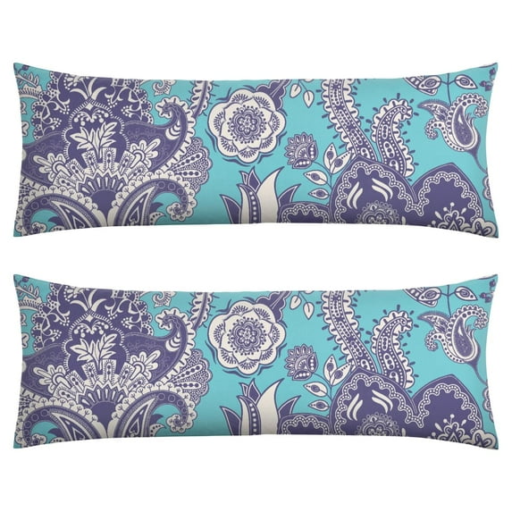 Paisley Long Body Pillow Cover - Vintage Bohemian Floral Print, Soft & Breathable Ethnic Fabric, Hidden Zipper, 20"x54" - Elegant Home Decor Gift for Side Sleepers & Pregnancy Support