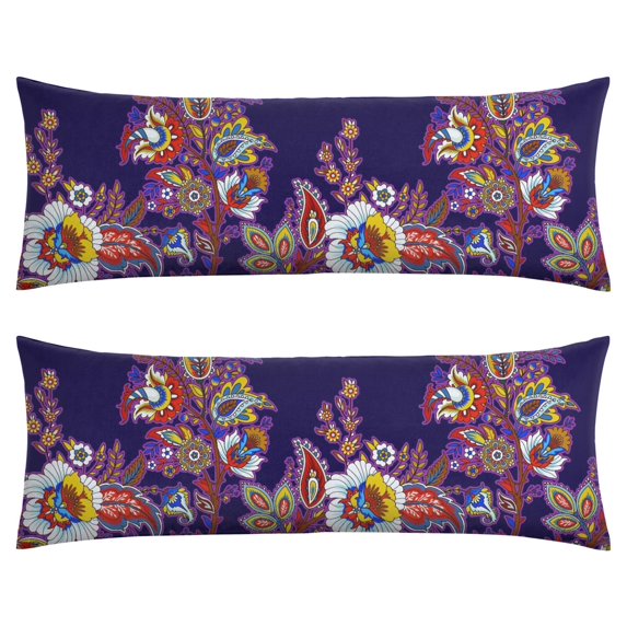 Paisley Long Body Pillow Cover - Vintage Bohemian Floral Print, Soft & Breathable Ethnic Fabric, Hidden Zipper, 20"x54" - Elegant Home Decor Gift for Side Sleepers & Pregnancy Support