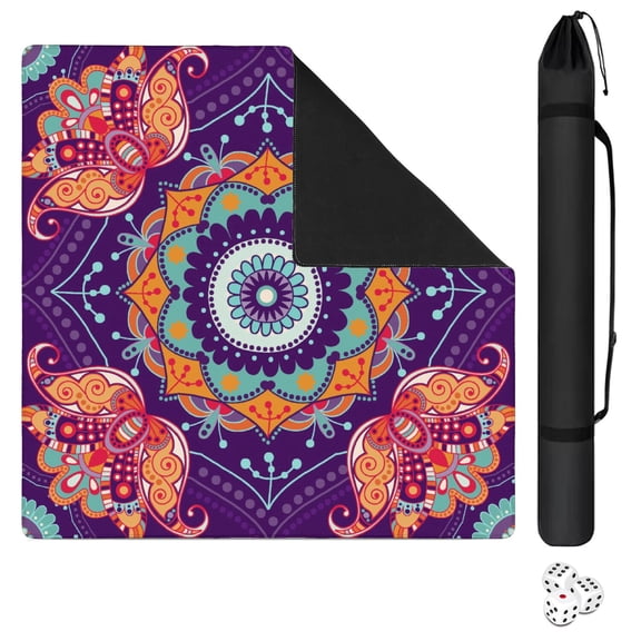 Paisley Mahjong Mat for Table, 31.5*31.5in Anti Slip American Mahjong Table Cloth, Noise Reduction, Neoprene Mah jongg Mat with Carrying Bag & 3 Dices, Mahjong Accessories Gift, Board Tile Games Mats