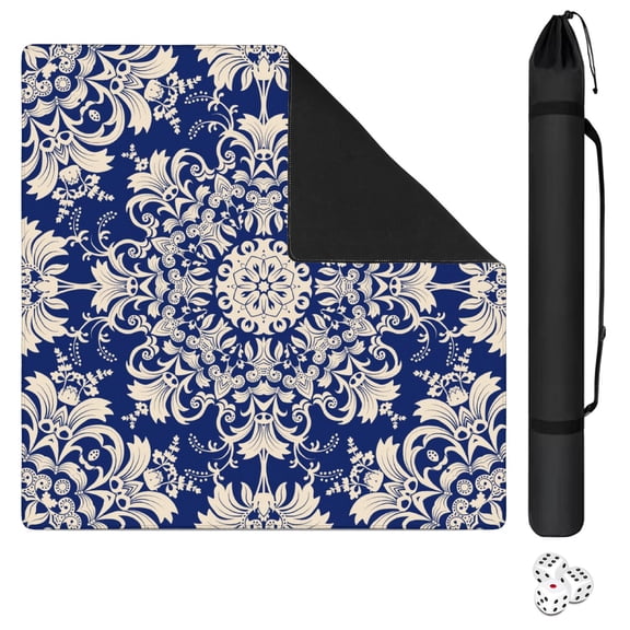 Paisley Mahjong Mat for Table, 31.5*31.5in Anti Slip American Mahjong Table Cloth, Noise Reduction, Neoprene Mah jongg Mat with Carrying Bag & 3 Dices, Mahjong Accessories Gift, Board Tile Games Mats