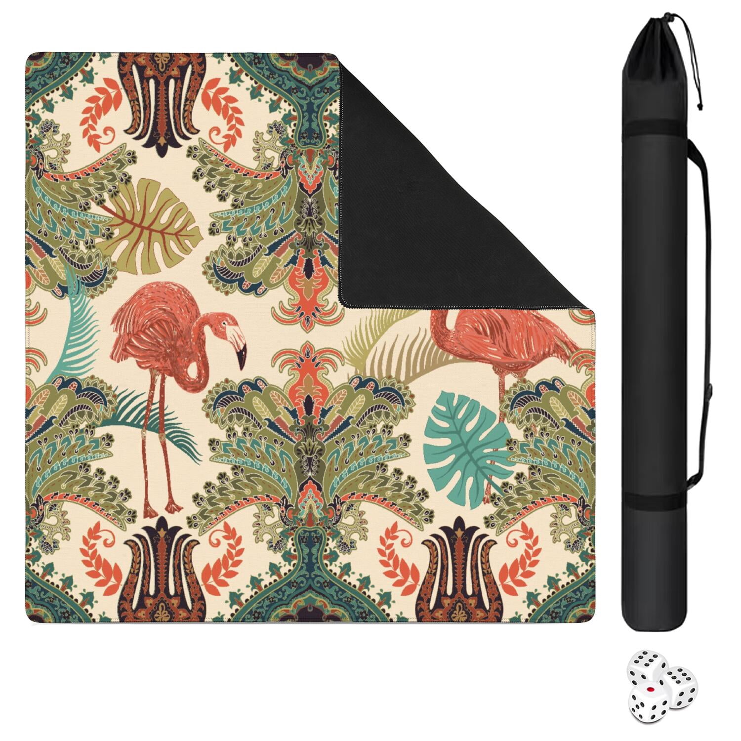 Paisley Mahjong Mat for Table, 31.5*31.5in Anti Slip American Mahjong Table Cloth, Noise Reduction, Neoprene Mah jongg Mat with Carrying Bag & 3 Dices, Mahjong Accessories Gift, Board Tile Games Mats