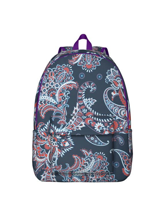 Paisley Mandala Art Backpack for Women, Vintage Floral School Bag with Boho Chic Pattern, Retro Ethnic Decorative Design