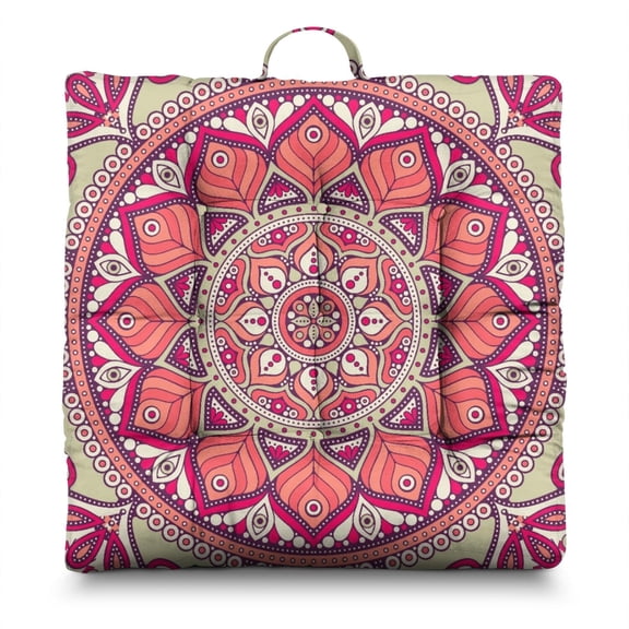 Paisley Mandala Floor Pillow – 22x22 Inch Boho Cushion, Ethnic Inspired Pattern, Dutch Velvet for Home Decor