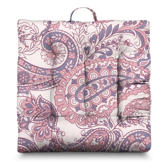 Paisley Meditation Cushion, Boho Floor Pillow for Sitting Comfort, Square Yoga Cushion for Meditation, Reading, or Relaxing 22 x 22