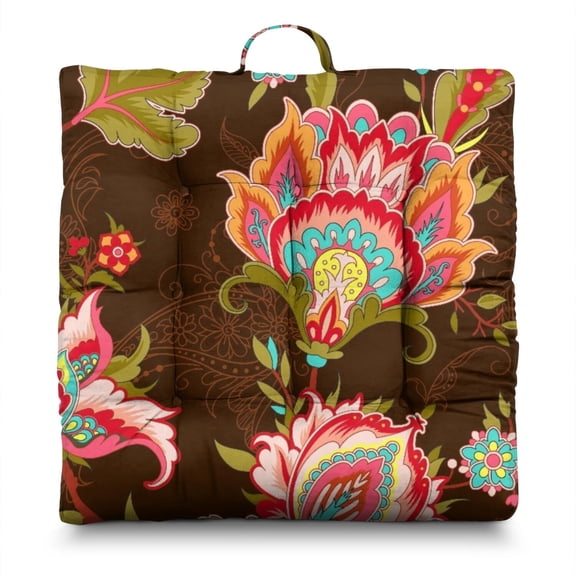 Paisley Meditation Pillow, Boho Yoga Floor Cushion for Sitting, Square Pillow for Home 22 x 22