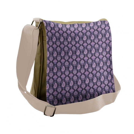 Paisley Messenger Bag, Vintage Floral Oriental, Unisex Cross-body, by Ambesonne