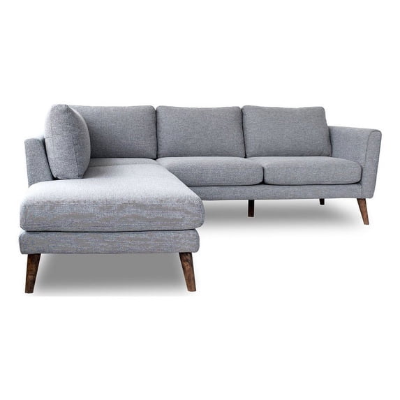 Paisley Mid-Century L-Shaped Pillow Back Microfiber Left-Facing Sectional Gray