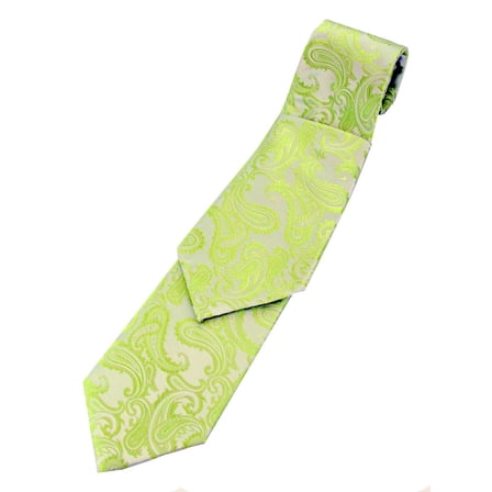 Paisley Neck Tie and Pocket Hankie set - Lime