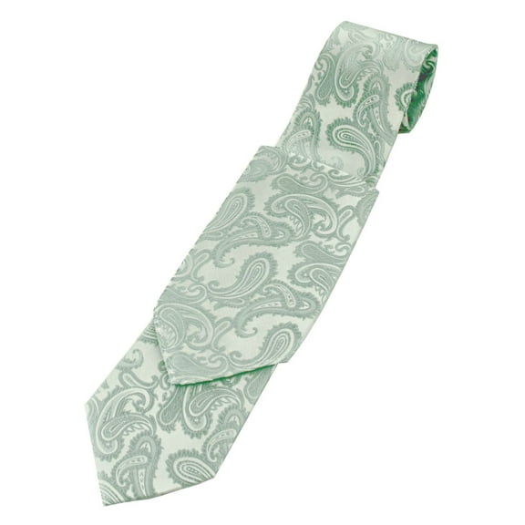 Paisley Neck Tie and Pocket Hankie set - Sage