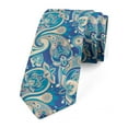 thumbnail image 1 of Paisley Necktie, Inspired Persian, Dress Tie, 3.7", Teal Navy and Tan, by Ambesonne, 1 of 3