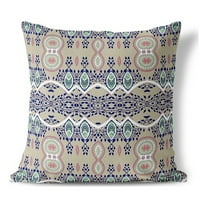 Paisley Oasis Indoor/Outdoor Pillow with Removable Cover in Beige 16x16