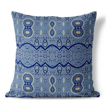Paisley Oasis Indoor/Outdoor Pillow with Removable Cover in Blue 16x16