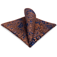 thumbnail image 1 of Paisley Orange Black Silk Pocket Square Mens Hankies Hanky, 1 of 7