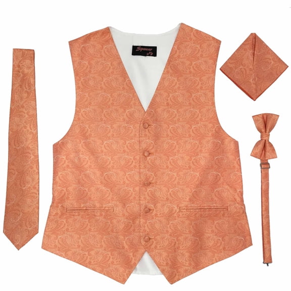 Paisley Orange Men's Satin Vest Spencer J's - S