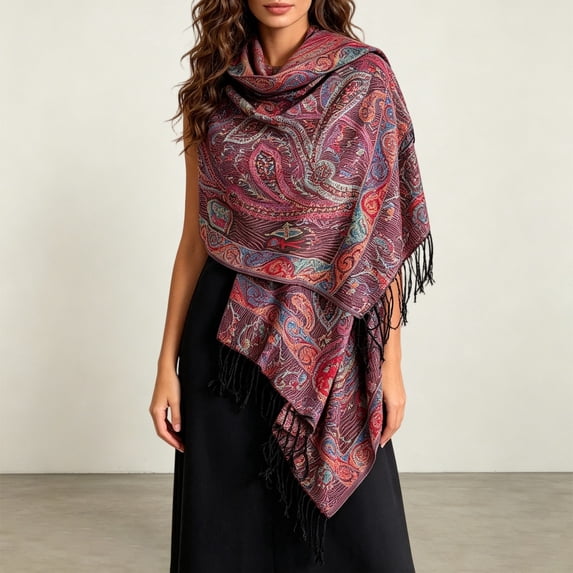 Paisley Shawl Scarf Floral Fringed Soft Wrap Scarves