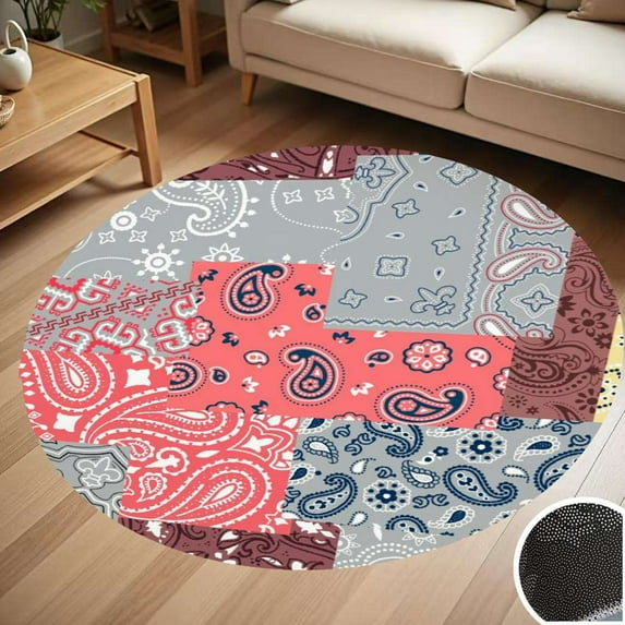 Paisley Patchwork Quilt Round Carpet Living Room Bedroom Home Decoration Coffee Table Mat Lounge Rug Chair Mats